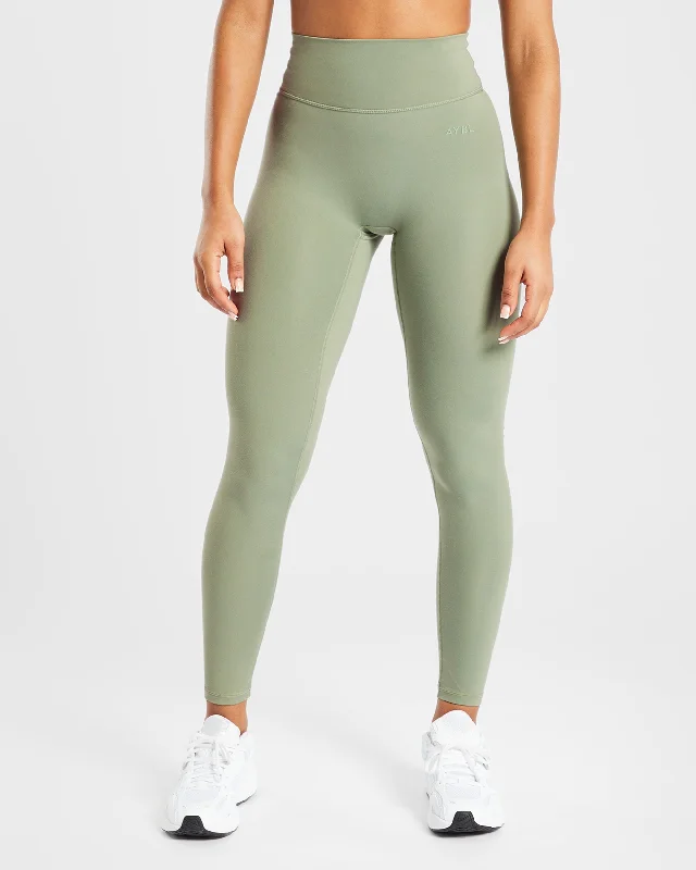 Staple Leggings - Olive Green Trendy Colorblock Print Leggings
