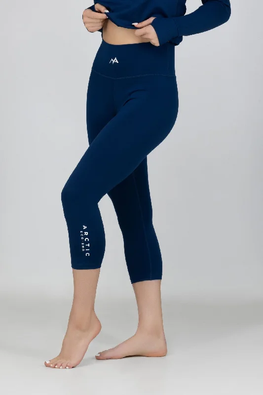 WOMEN'S THERMAL BASE LAYER LEGGING NIGHT SKY NAVY Elegant Textured Leggings