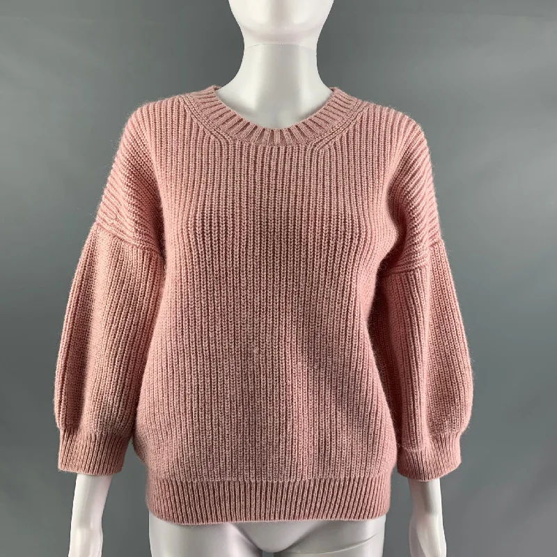 3.1 PHILLIP LIM Size M Pink Wool  Polyester Crew-Neck Sweater Open Front Closed Front Wrap Front