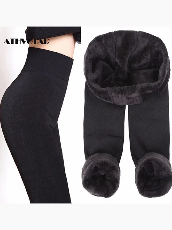 ATHVOTAR S-XL 8 Colors Winter Leggings Women's Warm Leggings High Waist Thick Velvet Legging Solid All-match Leggings Women Stylish Colorful Activewear Leggings