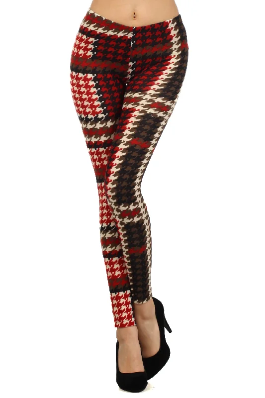 Autumn Printed Houndstooth Leggings Trendy High-Compression Leggings