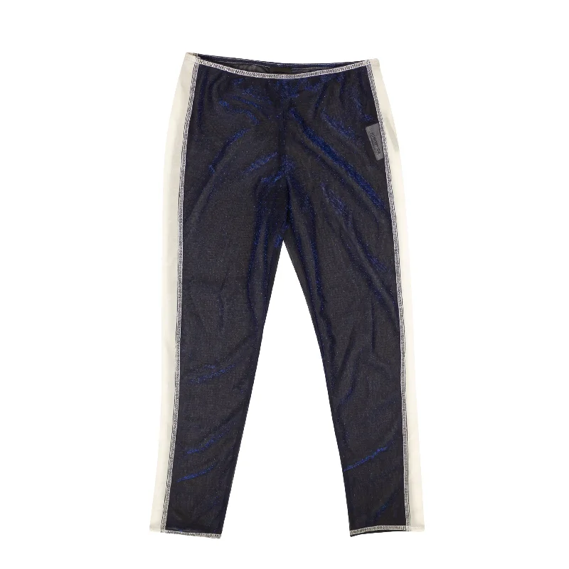 ANNA SUI Blue Sparkly Side Stripe Sheer Leggings Stylish Athletic Wear Leggings