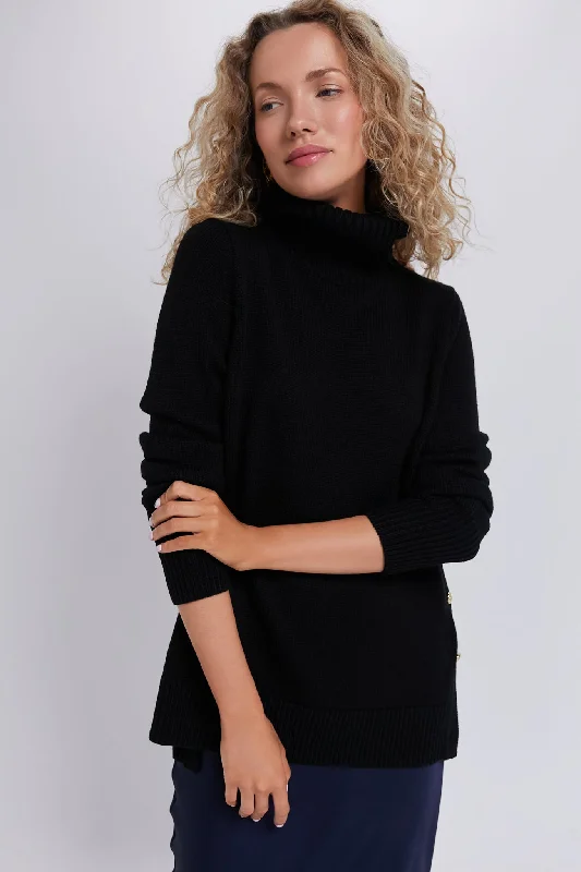 Black Sophia Sweater Fleece Fabric Down Fabric Feather Fabric