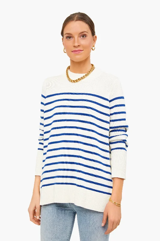 Blue Stripe Bar Harbor Sweater Stretchy Elastic Breathable