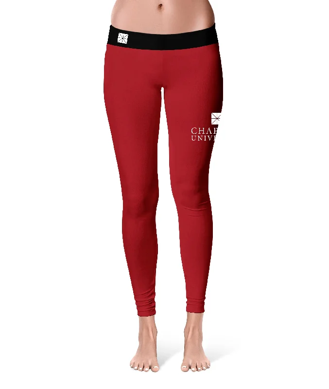 Chapman University Panthers Game Day Logo on Thigh Red Yoga Leggings for Women by Vive La Fete Trendy Black Mesh Leggings