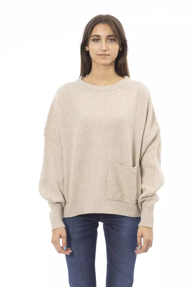 Beige Wool Women Sweater Stylish Fashionable Trendy