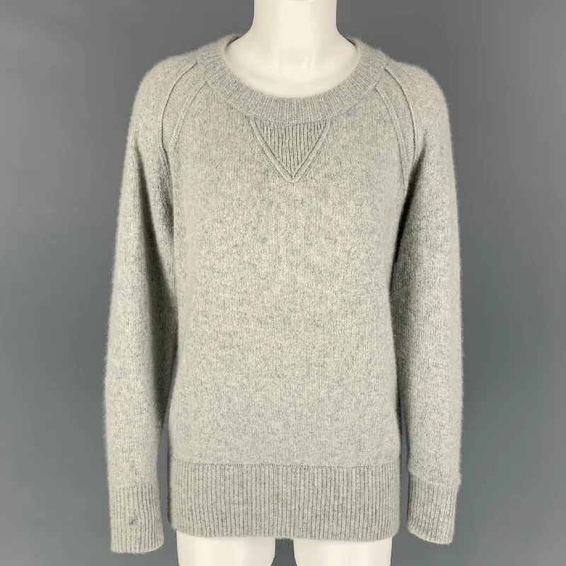 CHLOE Size S Grey Cashmere Crew-Neck Sweater Knit Fabric Woven Fabric Fleece Fabric
