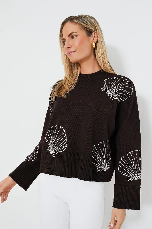 Chocolate Seashells Camille Sweater Graphic Sweater Embroidered Appliqued