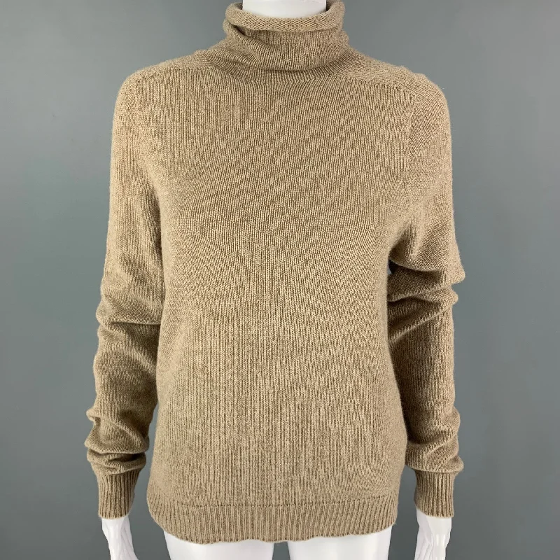 COLLECTION by RALPH LAUREN Size M Beige Taupe Cashmere Turtleneck Sweater Nylon Fabric Polyester Fabric Spandex Fabric