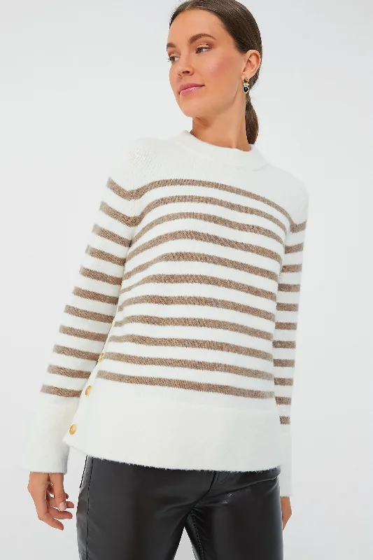 Cream and Tan Stripe Bonnie Sweater Transparent Opaque Sheer
