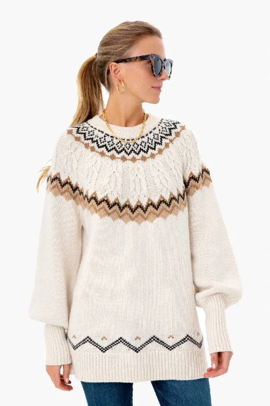 Dove Fair Isle Wren Sweater Glossy Satin Silk
