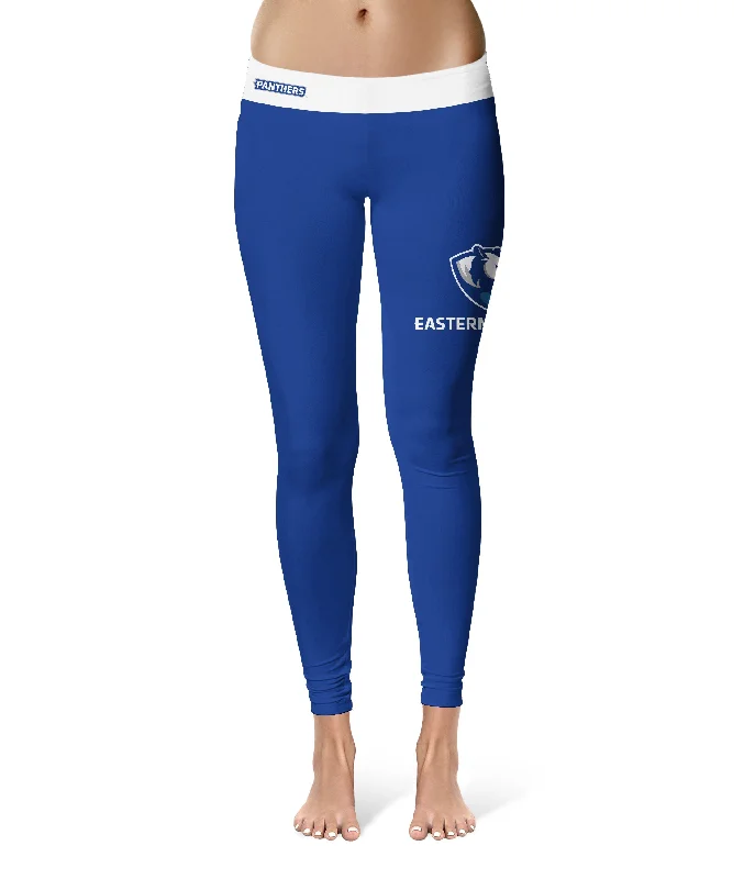 EIU Eastern Illinois University Game Day Logo on Thigh Blue Yoga Leggings for Women by Vive La Fete Stylish High-Waisted Leggings