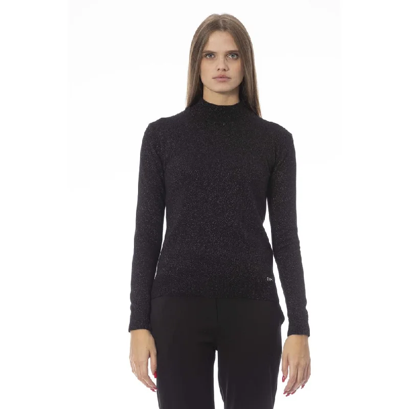 Black Cashmere Women Sweater Fitted Slim Tailored