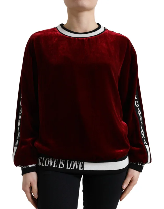 Elegant Bordeaux Silk-Blend Sweater Satin Blend Silk Blend Wool Blend