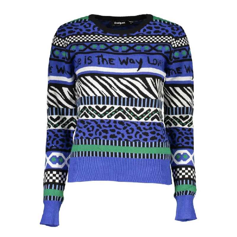 Elegant Crew Neck Sweater with Contrast Details Real Fur Shearling Chenille