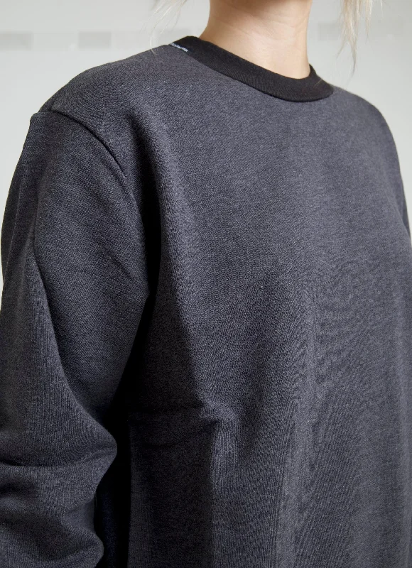 Elegant Dark Gray Crew Neck Sweater Fleece Fabric Down Fabric Feather Fabric