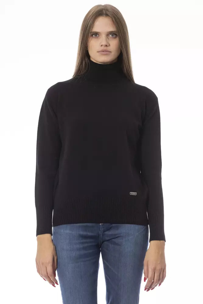 Black Wool Women Sweater Terry Terry Cloth Terry Knit