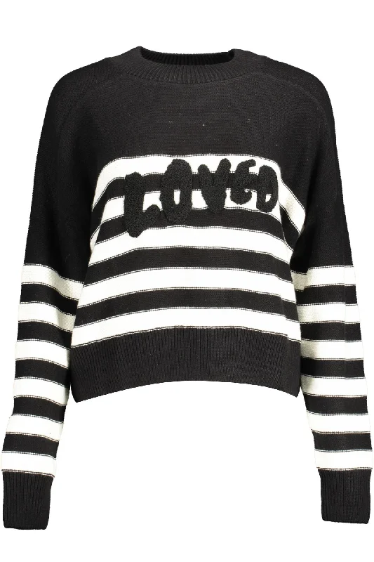 Black Cotton Women Sweater Hooded Caped Shawl Collar