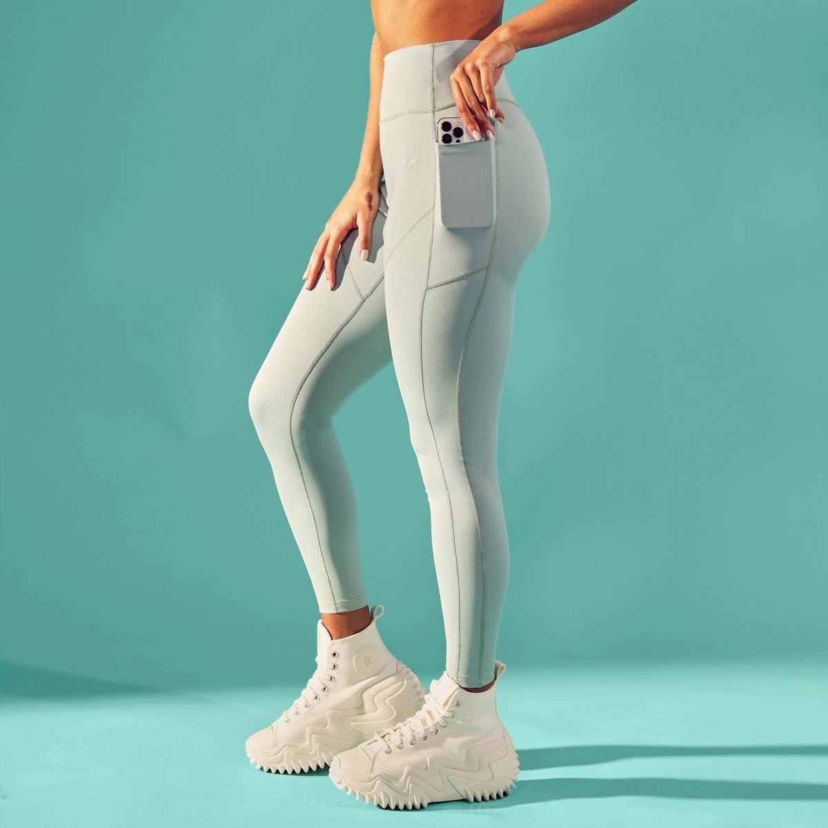 Essential ACT Leggings 27" - Grey Mist Fashionable High-Rise Workout Leggings