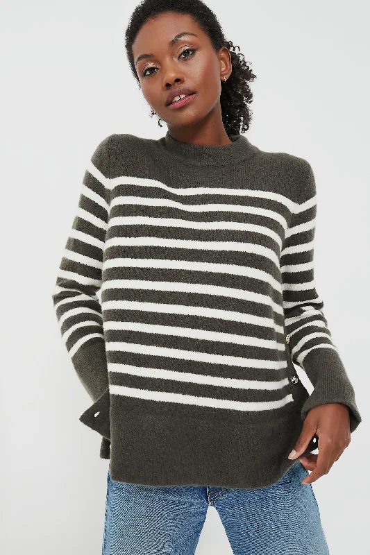 Evergreen and Ivory Stripe Bonnie Sweater Polka Dot Checkered Tartan