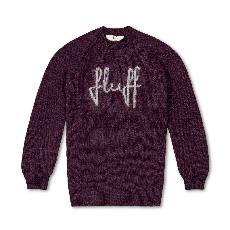 Fluff Logo Crewneck Raglan Sweater Velvet Chenille Corduroy