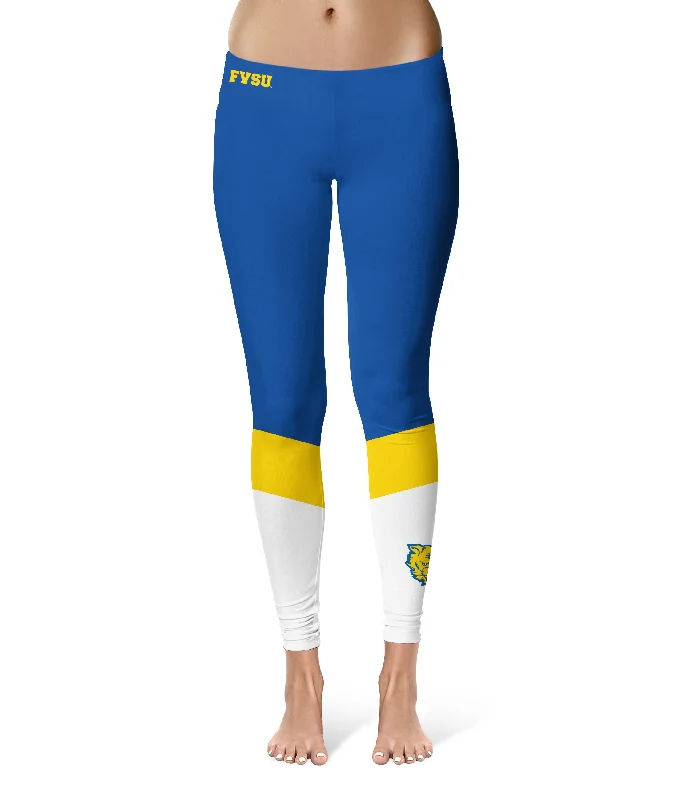 Fort Valley State Wildcats FVSU Game Day Ankle Color Block Blue White Yoga Leggings for Women by Vive La Fete Comfortable Capri-Length Leggings