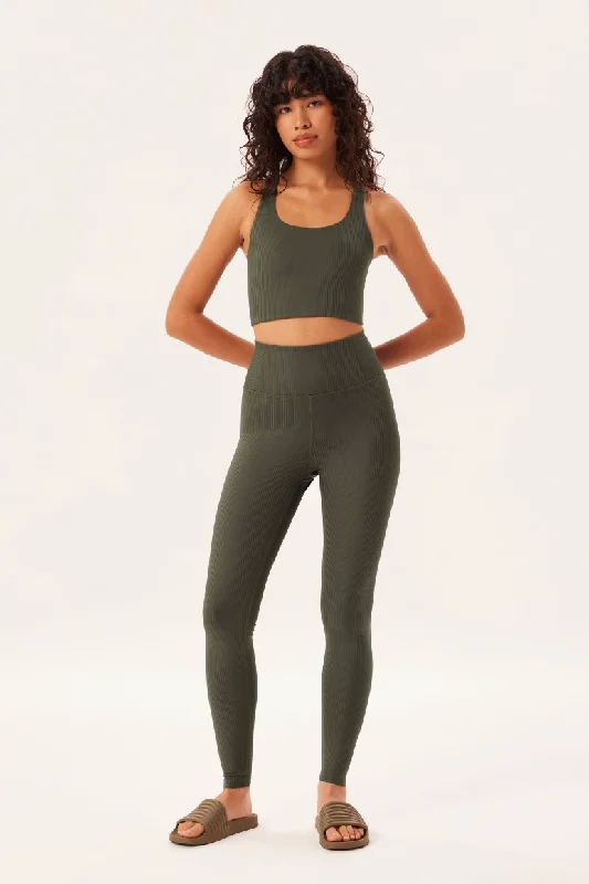 Girlfriend Collective Rib High-Rise Legging, Long - Cypress Chic Smooth Fit Leggings