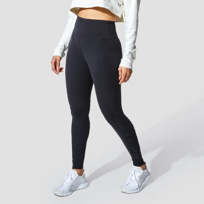 Graphic Wordmark Leggings - Black Stylish Stretch-Waist Leggings