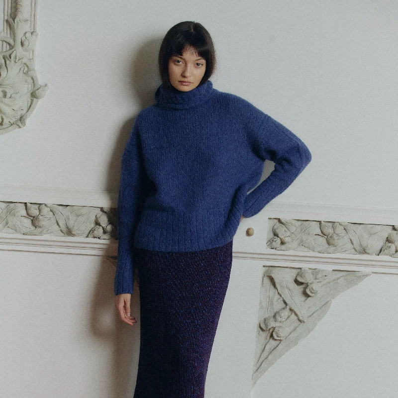 Kero Paulina Alpaca Sweater Denim Fabric Leather Fabric Suede Fabric