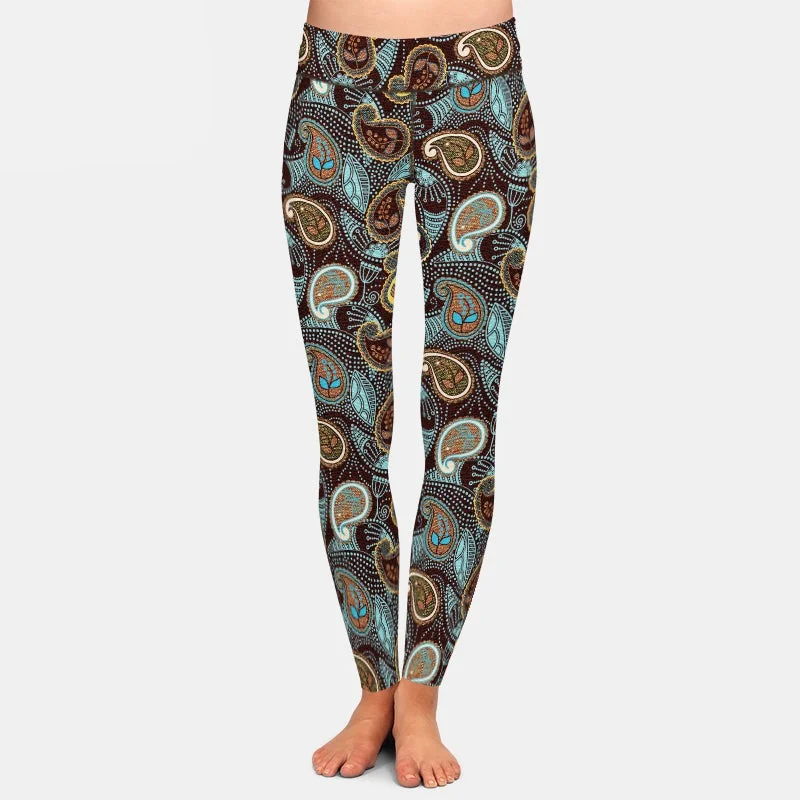 Ladies 3D Cashew Flowers Paisley Printed Leggings Comfortable Classic Yoga Leggings