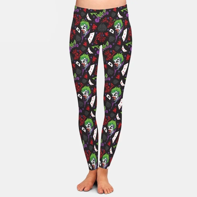 Ladies Hot 3D Joker & Cards Printed Fashion Leggings Comfortable Lounge Leggings