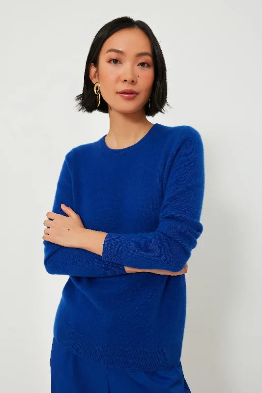 Lapis Blue Cashmere Crewneck Sweater Rayon Fabric Velvet Fabric Corduroy Fabric