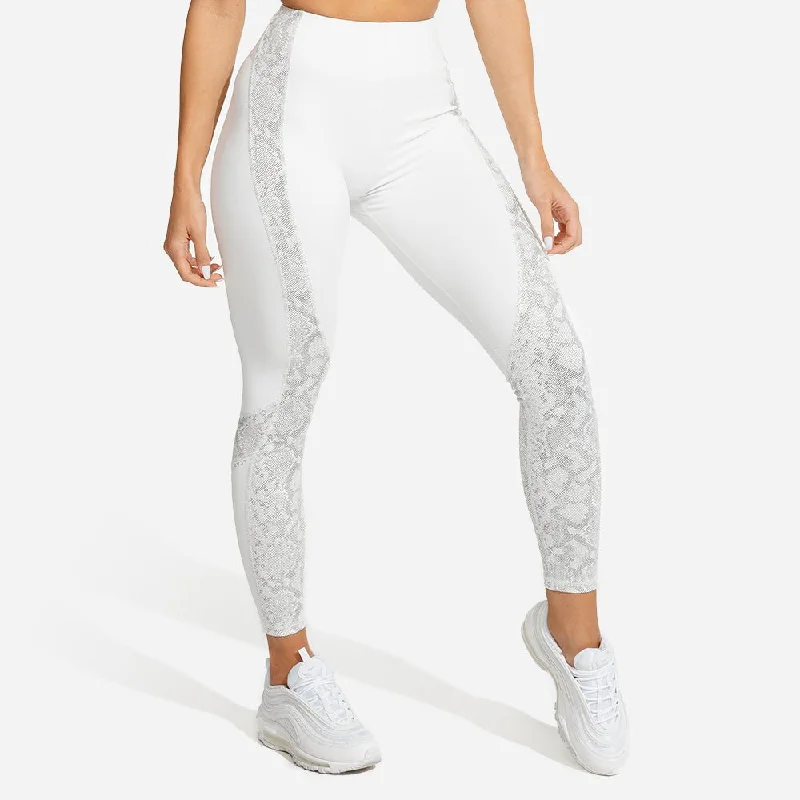 Limitless Snake Leggings - Snow Trendy Colorblock Print Leggings