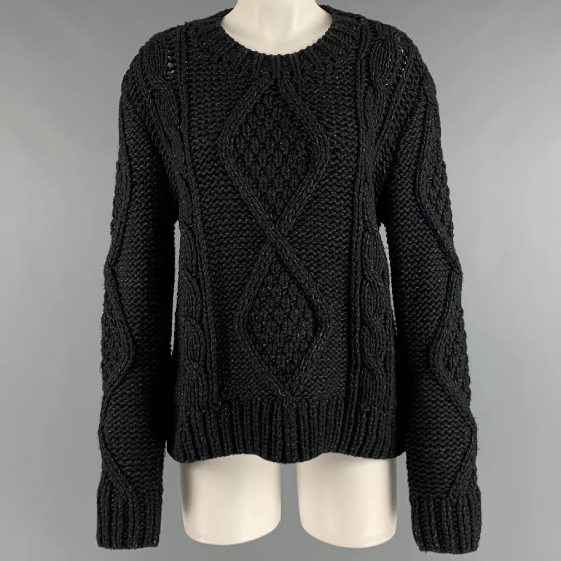 MAISON MARTIN MARGIELA Size M Black Grey Wool Polyamide Sweater Ribbed Striped Patterned