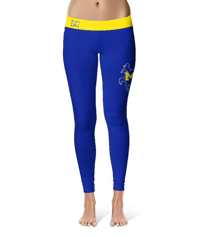 McNeese State Cowboys Game Day Logo on Thigh Blue Yoga Leggings for Women by Vive La Fete Fashionable Quick-Dry Leggings