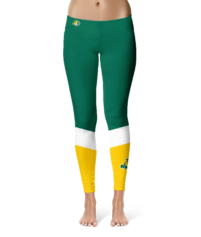 NMU Northern Michigan Wildcats Game Day Ankle Color Block Green Gold Yoga Leggings for Women by Vive La Fete Cozy Oversized Leggings