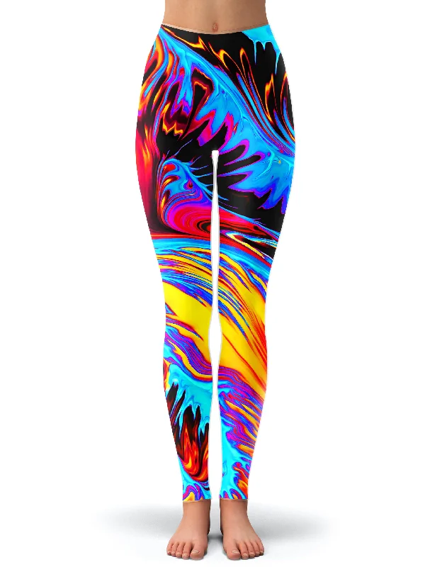 Phoenix Feather Leggings Cozy Mid-Rise Workout Leggings