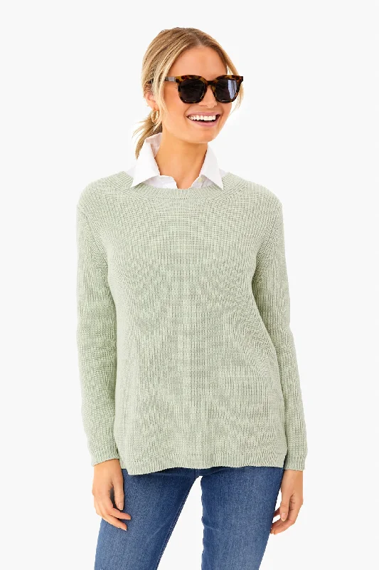 Pistachio Emma Shaker Sweater Real Fur Shearling Chenille