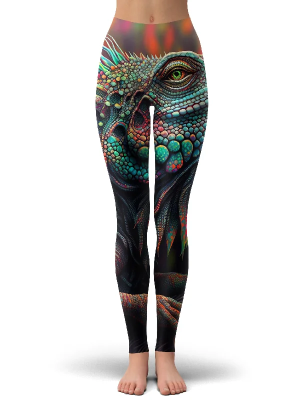 Psychedelic Giant Iguana 2.0 Leggings Trendy Ombre Effect Leggings