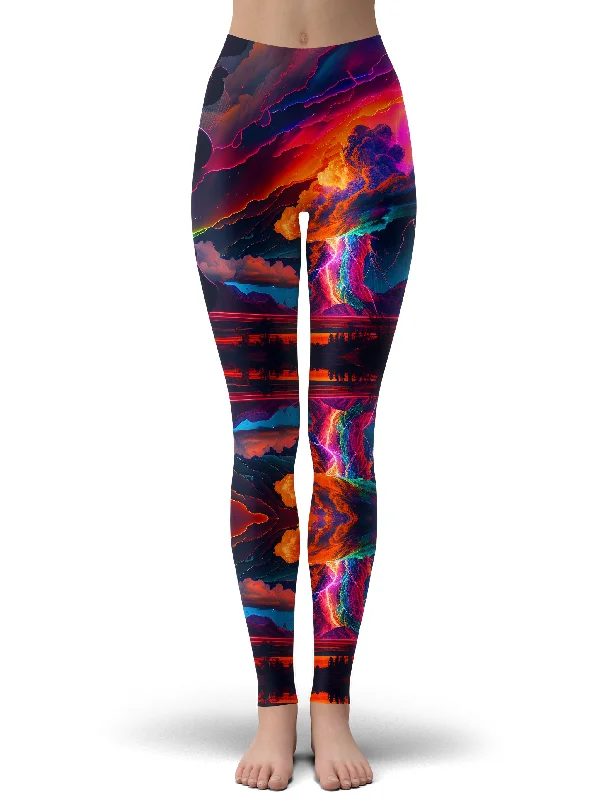 Rainbow Storm Leggings Elegant Metallic Leggings