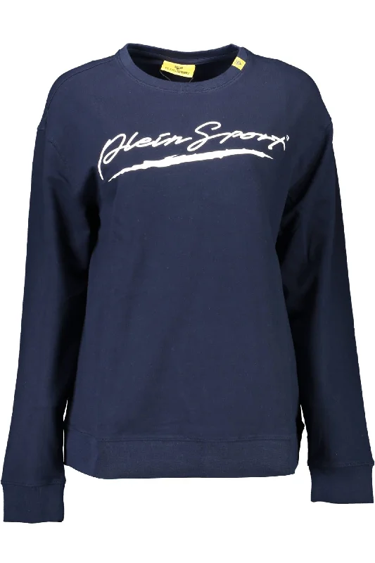 Blue Cotton Women Sweater Fitted Loose Oversized
