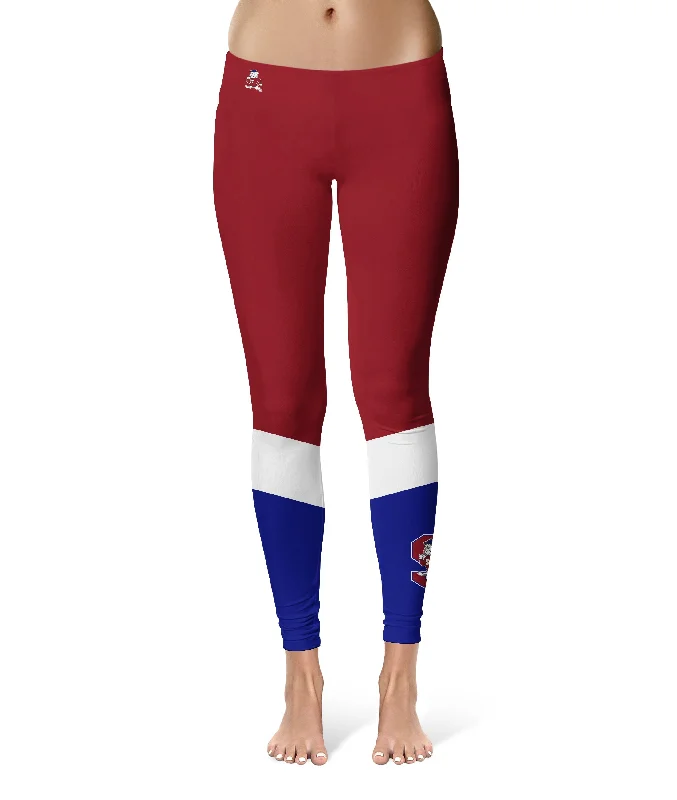 South Carolina State Bulldogs Game Day Ankle Color Block Maroon Blue Yoga Leggings for Women by Vive La Fete Fashionable Lacy Detail Leggings