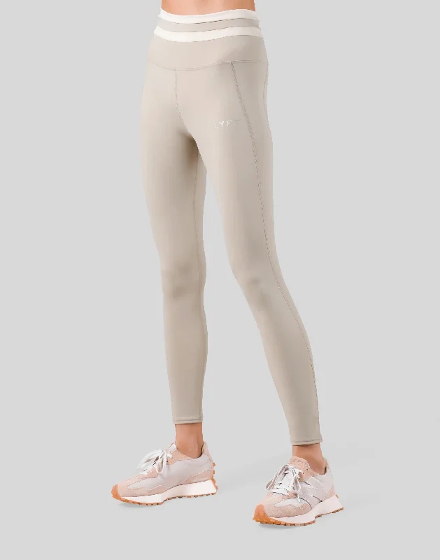 Stripe High Rise Leggings - Beige Trendy Seamless Sports Leggings