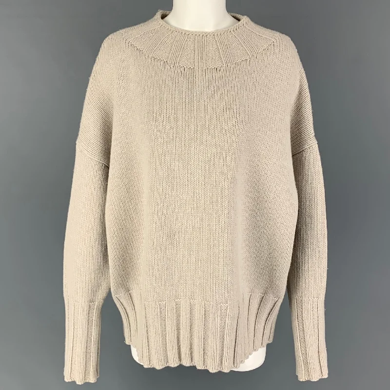 THE ROW Size XS Beige Knitted Oversized Sweater Lace Blend Ribbed Blend Corduroy Blend