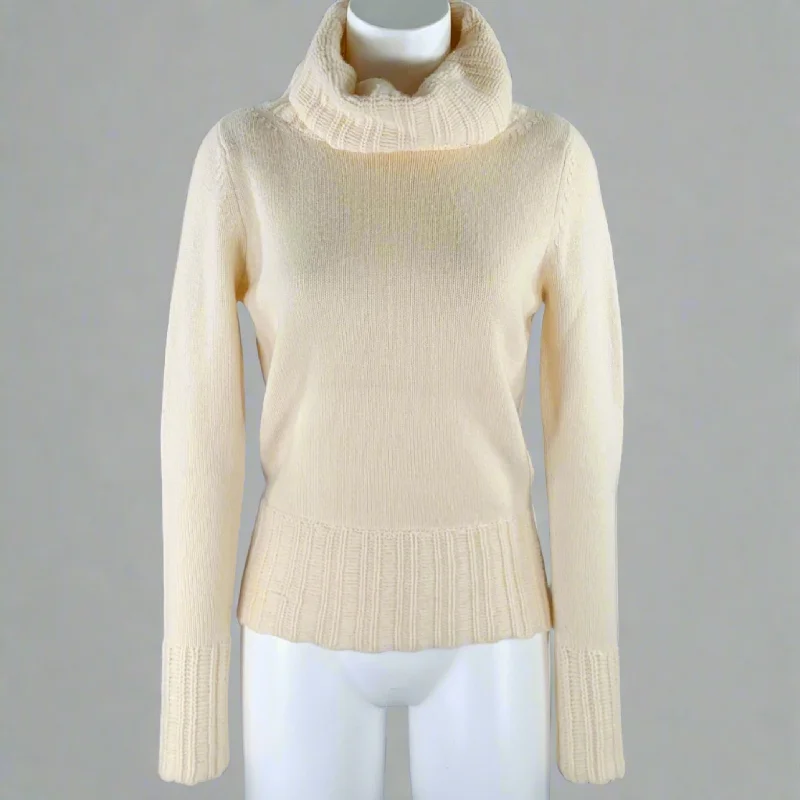 TSE Size M Cream Cashmere Knit Cowl Neck Sweater Anti-Pilling Anti-Shrink Durable