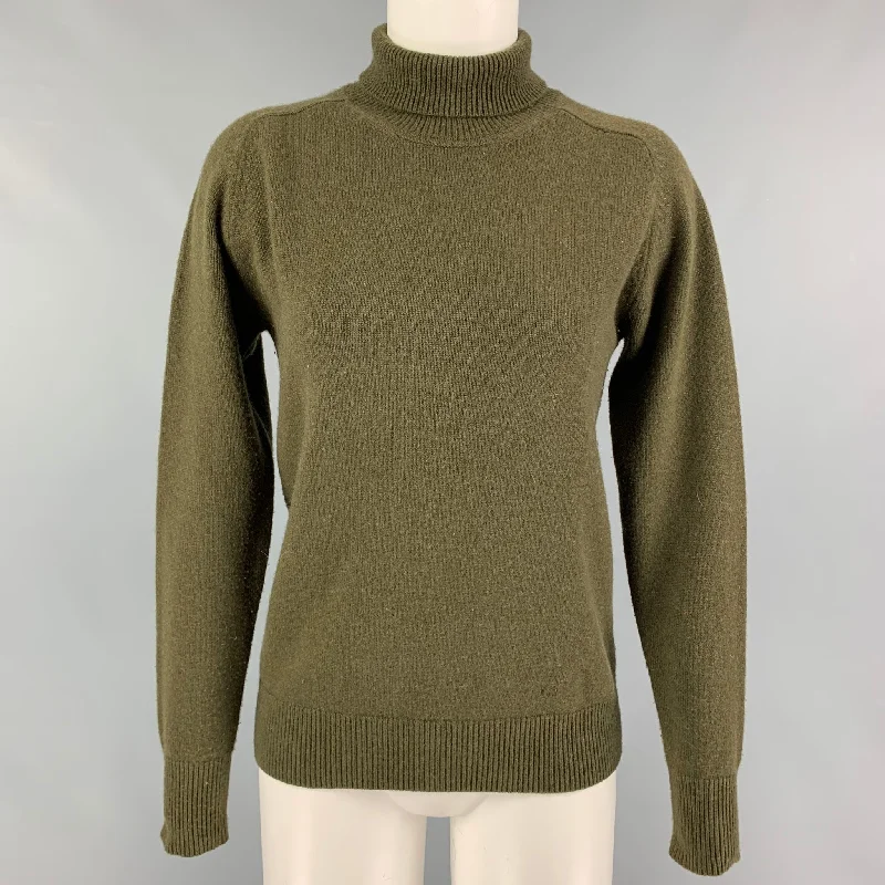 VICTORIA BECKHAM Size S Olive Cashmere Turtleneck Sweater Layered Multi-layer Single Layer