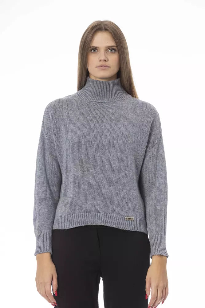 Gray Wool Women Sweater Machine Wash Dry Clean Hand Wash