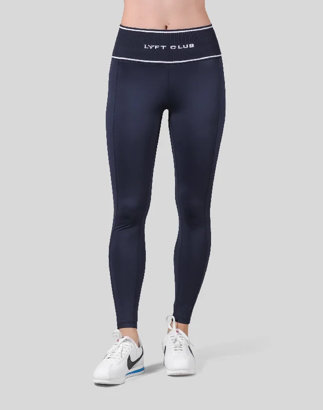 LÝFT Club Waist Rib Leggings - Navy Comfortable Yoga Tights Leggings