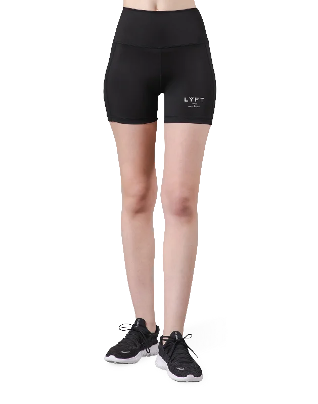 LÝFT Standard Short Leggings - Black Fashionable Tummy Control Leggings