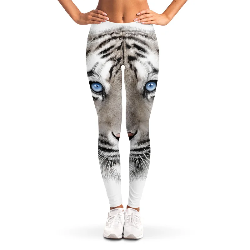 White Tiger Portrait Print Women's Leggings Fashionable Printed Legging Pants